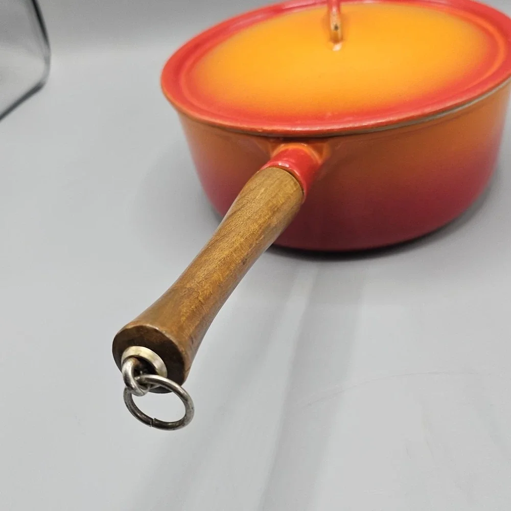 Vintage Orange Flame Descoware FE-18‎ Sauce Pan 3 QT With Lid Belgium